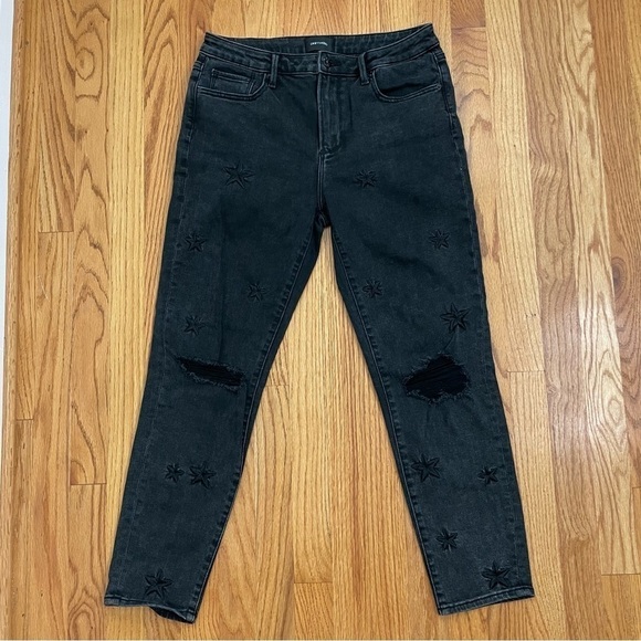 ANTHROPOLOGIE Driftwood Black Embroidered Stars Denim Jeans 28 - Picture 4 of 16